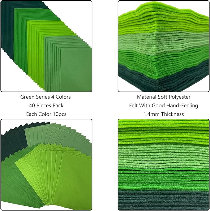 Jtnohx Soft Felt Sheets, 8x12 inches Assorted Craft Felt Fabric, 1.4mm Thick