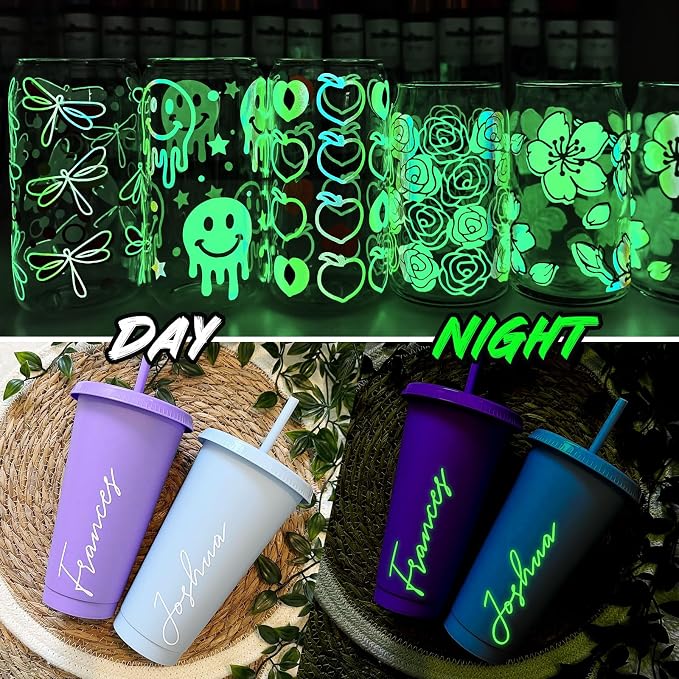 TECKWRAP Glow in the Dark Matte Adhesive Vinyl, 1ft x 5ft