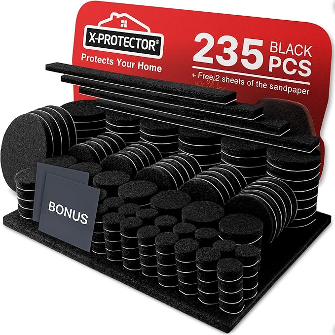 Felt Furniture Pads 235PCS X-Protector Huge Quantity of Black Furniture Pad |