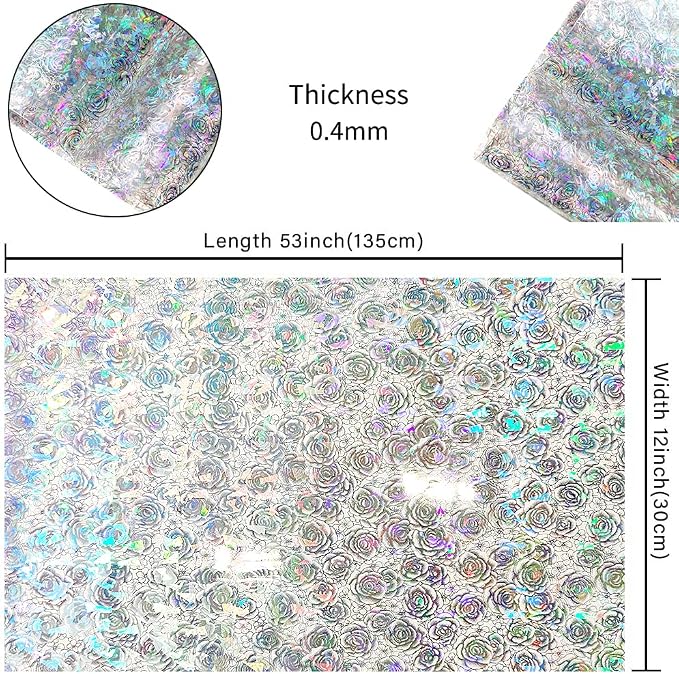 HYANG Transparent Rose PVC Super Clear Holographic Vinyl Faux Leather Sheets 1