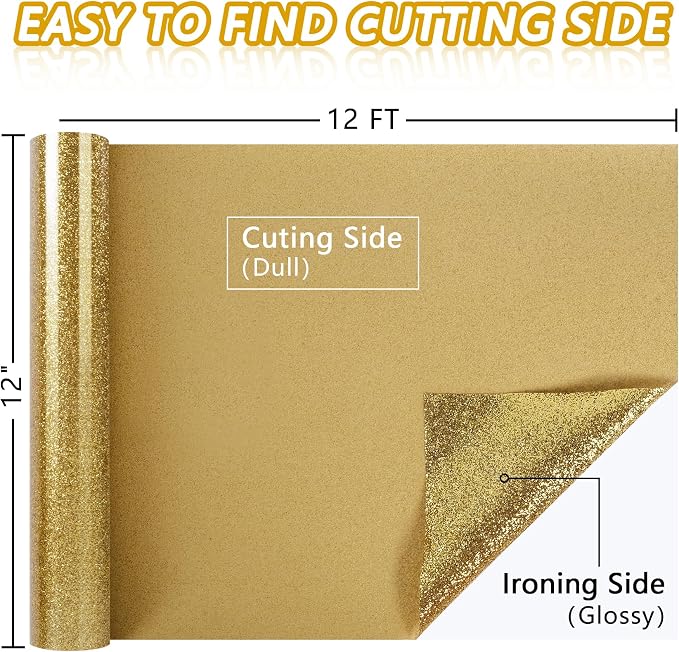 TORC Gold Glitter HTV Gold Heat Transfer Vinyl HTV Rolls