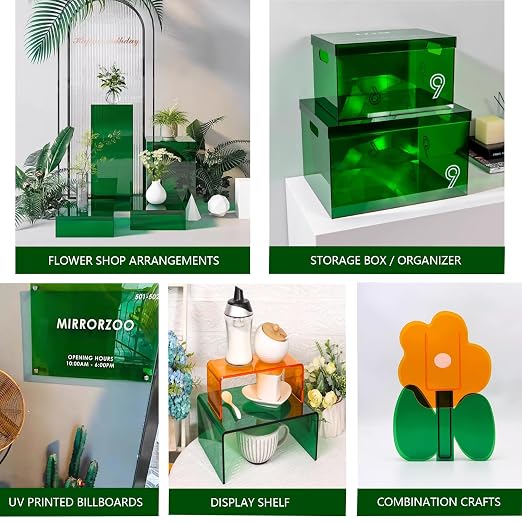 6 PCS Transparent Green Cast Acrylic Sheets 8" x 12" x 0.118", Plexiglass