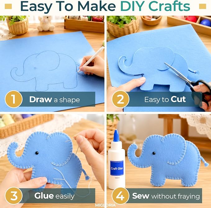 Felt Fabric Sheet 18 x 18 Inch, 1.6mm Thick | Soft and Flexible Nonwoven