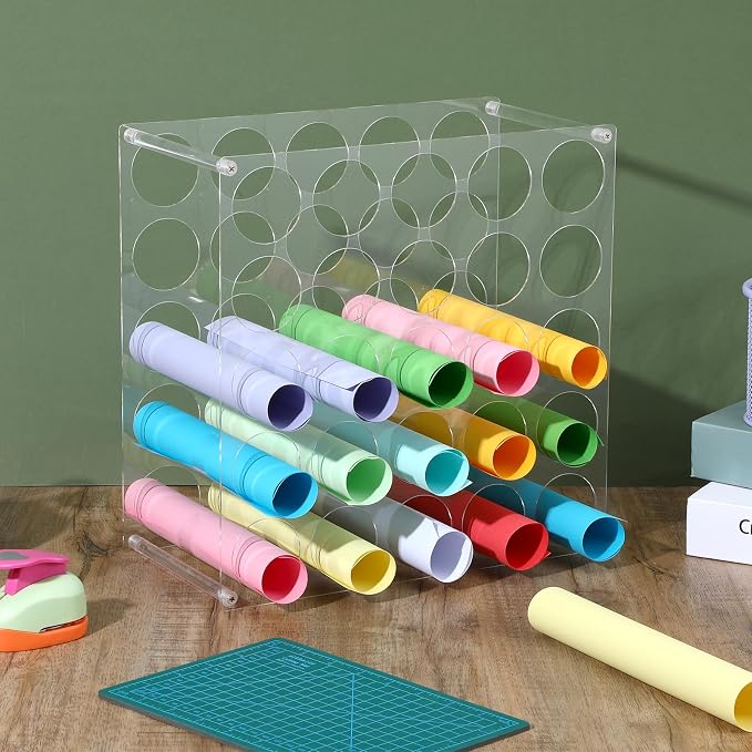 2-Pack 25 Holes Rack Vinyl Holder Acrylic Vinyl Roll Storage
