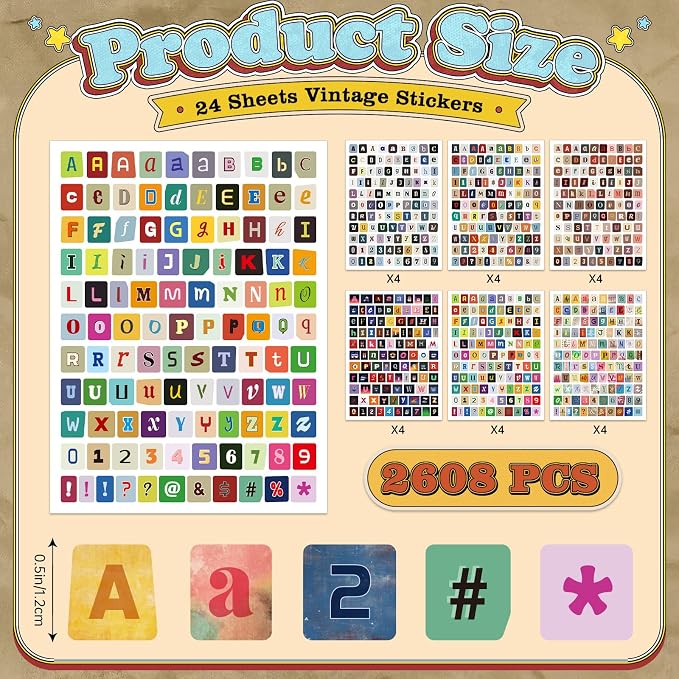 2608Pcs Magazine Letter Stickers