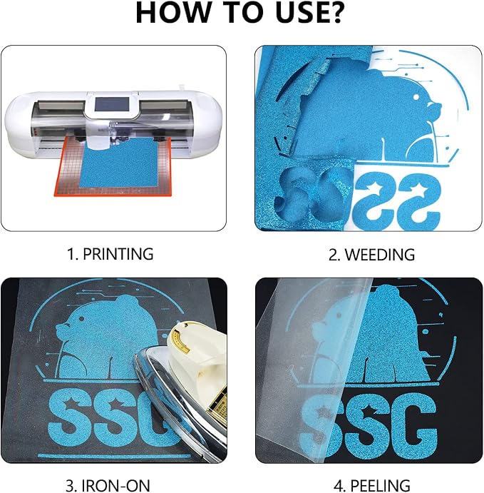 guangyintong Glitter Sky Blue Heat Transfer Vinyl HTV Rolls, HTV Vinyl
