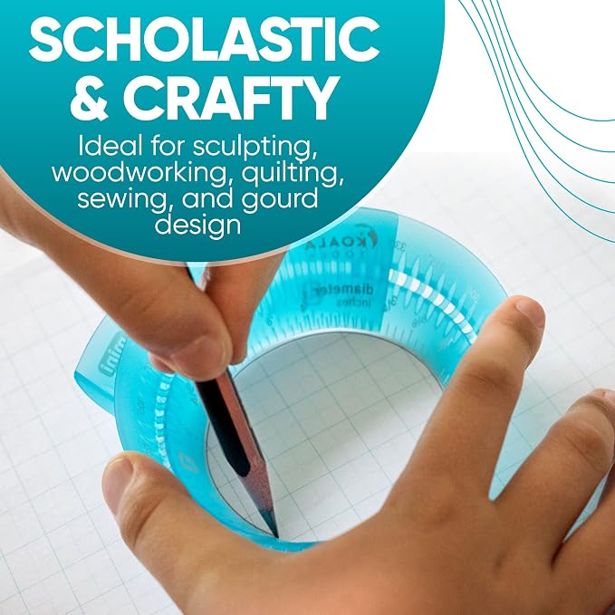 Koala Tools - Mini Ring Ruler for Circle Templates and Surfaces, Circular Ruler