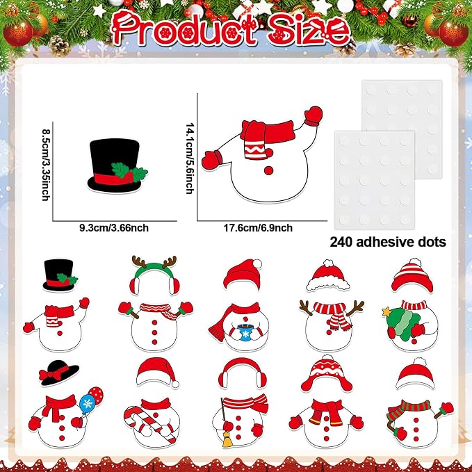 60pcs Christmas Theme Cutouts Snowman Bulletin Board Decorations Xmas Snowman