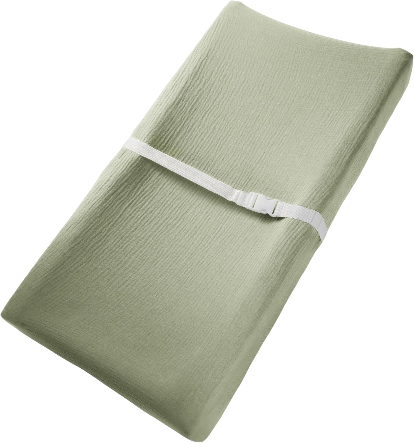 Comfy Cubs Muslin Fitted Changing Pad Cover - Soft, Breathable & Washable 100% Cotton Fitted Sheet for Baby's Comfort - Universal Fit for Flat & Curved Baby Changer Pad - Sage
