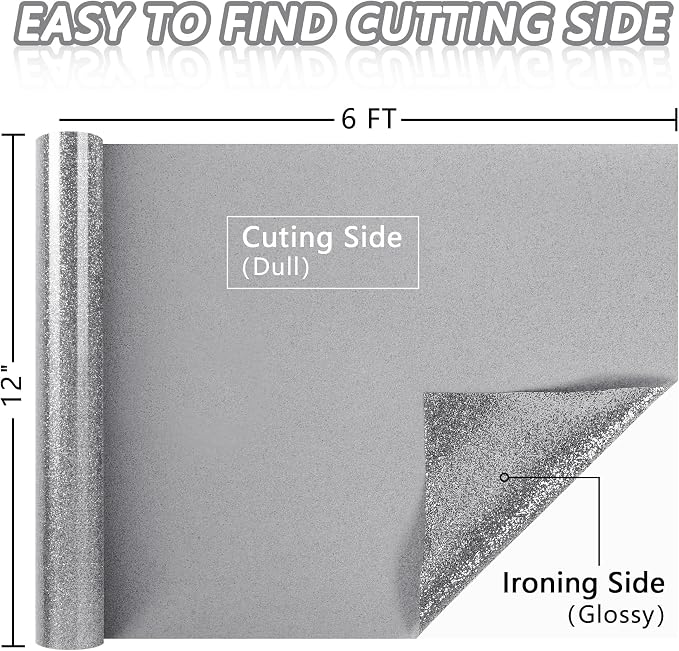TORC Silver Glitter HTV Silver Heat Transfer Vinyl HTV Rolls