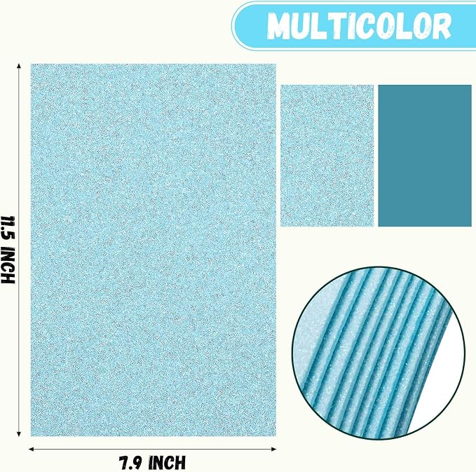 10 Pack Glitter Foam Sheets Craft 8 x 12 inch | Sparkles Foam Paper