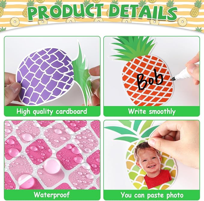 gisgfim 80Pcs Summer Cutouts Pineapple Decoration Bulletin Board Luau Tropical