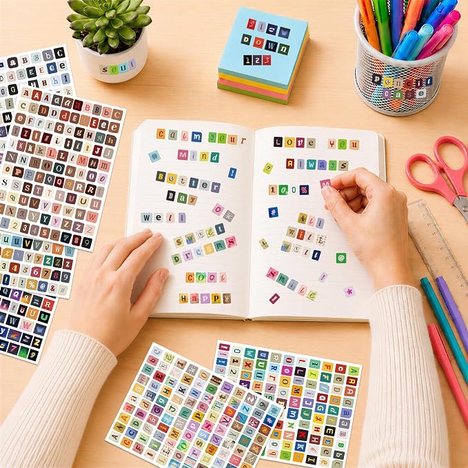 1956 Pcs Letter Stickers for Scrapbook Supplies, Vintage Alphabet Stickers | 18
