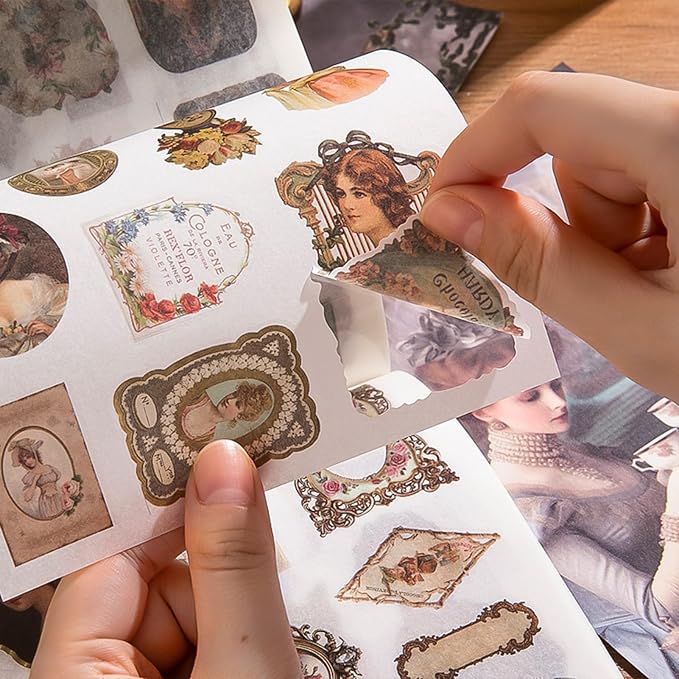 Vintage Scrapbook Sticker Book for Adults, 50 Sheets Aesthetic People Stickers
