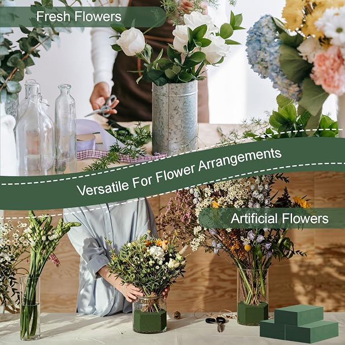 20 Pcs Floral Foam Blocks for Flower Arrangements 5.5"L x 3.1"W x 1.5"H | Green