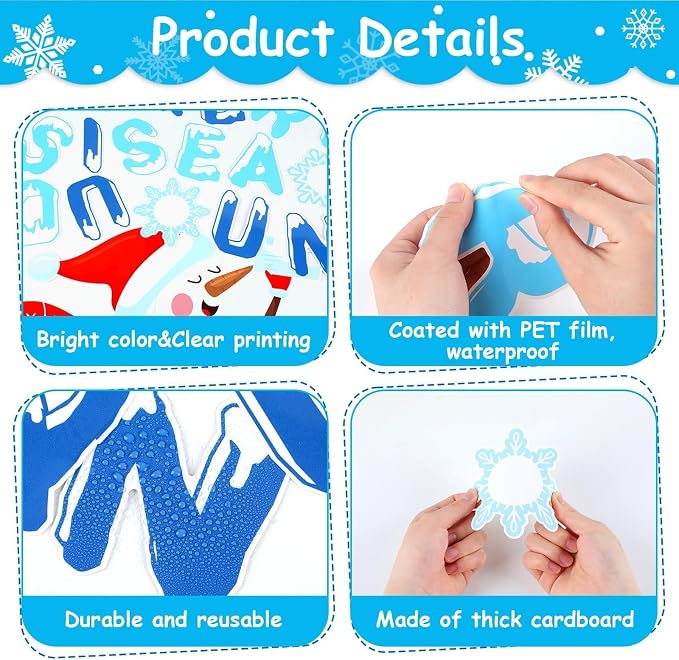 Winter Bulletin Board Decorations Snowflake Snowman Cutouts DIY Photo Craft We