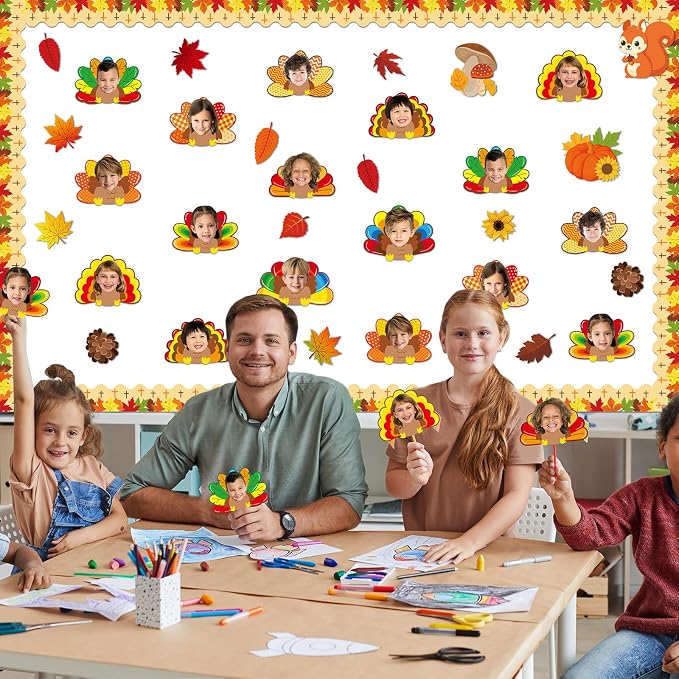 gisgfim 80Pcs Fall Decorations Bulletin Board Thanksgiving Turkey Paper