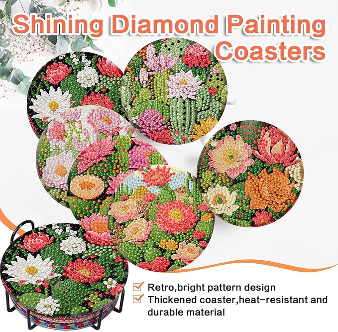 ijbnhd Cactus Diamond Painting Coasters Kit