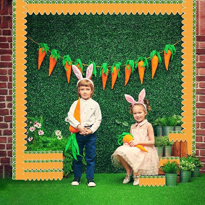 69Ft Easter Carrot Border Trim Carrot Scalloped Rolled Border Trim, Plaid