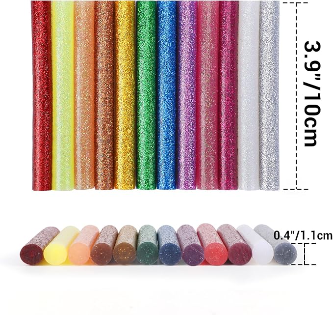 ENPOINT 48 Pack Glitter Colored Hot Glue Sticks, 0.43x4" Glitter Glue Sticks