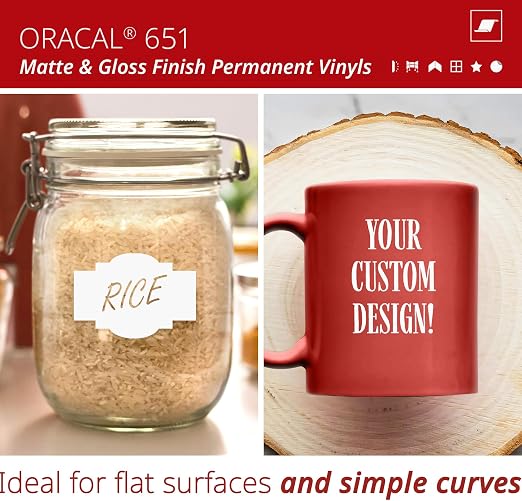 ORACAL 651 Matte White Vinyl Durable Roll Easy to Weed Permanent Adhesive Craft