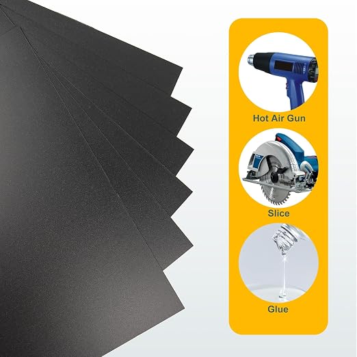 2 Pack Black Plastic Sheet 8x12x0.12 in Flexible High Tensile Plastic Sheets