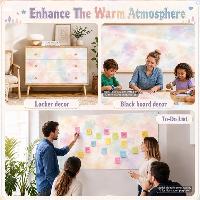 Pastel Tie-Dye Bulletin Board Roll Non-Woven Fabric Poster 16in X 20ft | Back