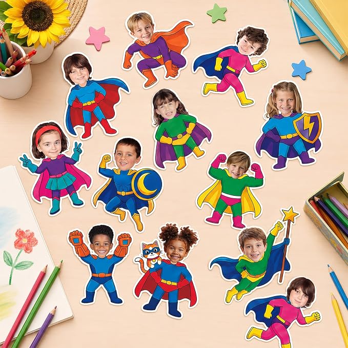 120pcs Super Theme Cutouts Colorful Comic Bulletin Board Decorations Back to