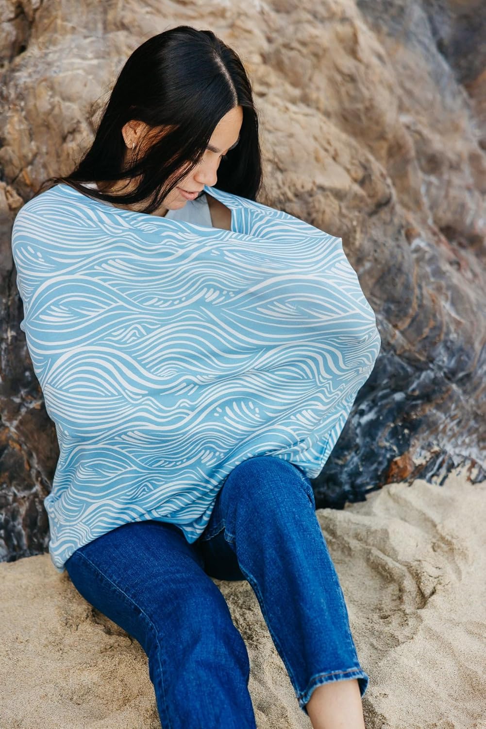 Copper Pearl Multi-Use Cover: Car Seat Covers, Nursing Cover, and Stroller Cover for Sun - Stretchy Fabric, All-Season Use, Stylish Designs, Easy Access for Moms - Surf