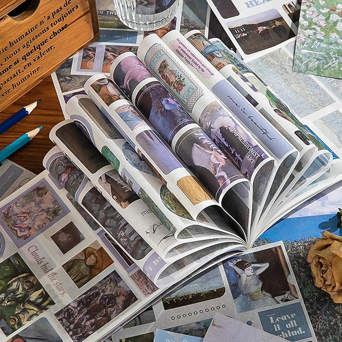 Vintage Scrapbook Stickers, 50 Sheets Aesthetic Oil Painting Sticker Book