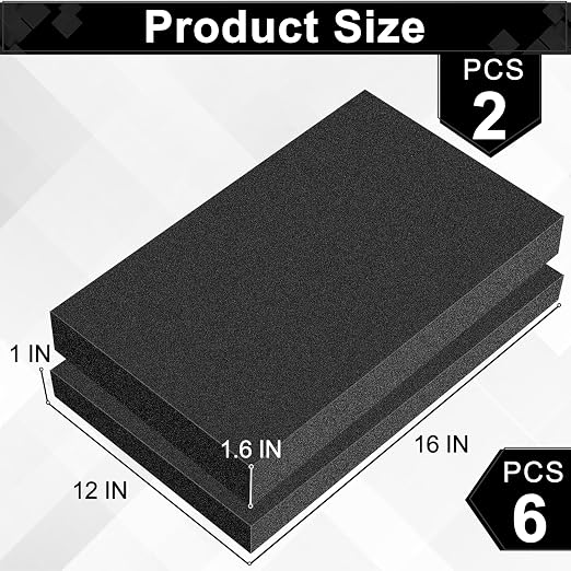 ToLanbbt Polyurethane Foam Sheets, 6P 16 x 12 x 1 in, 2P 16 x 12 x 1.6 in