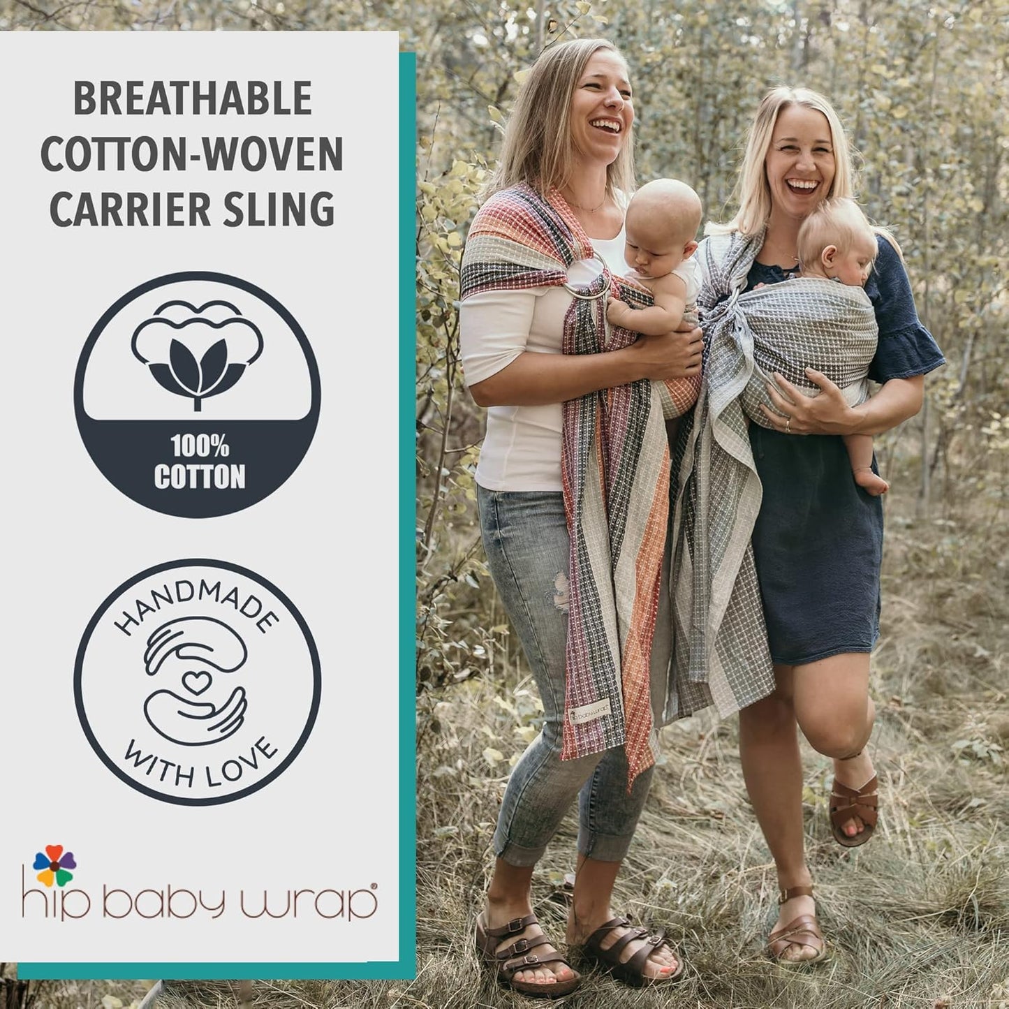 Hip Baby Wrap Ring Sling Baby Carrier for Infants and Toddlers - 100% Soft Cotton Baby Wraps Carrier for Babies 8-35 lbs - Perfect Baby Shower Gifts Moms and Dads - Nursing Cover (Mediterranean)
