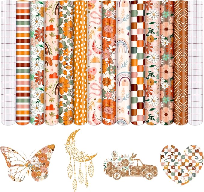 Boho Rainbow Permanent Adhesive Vinyl 12 Sheets 12'' x 10'' | Boomi Rainbow