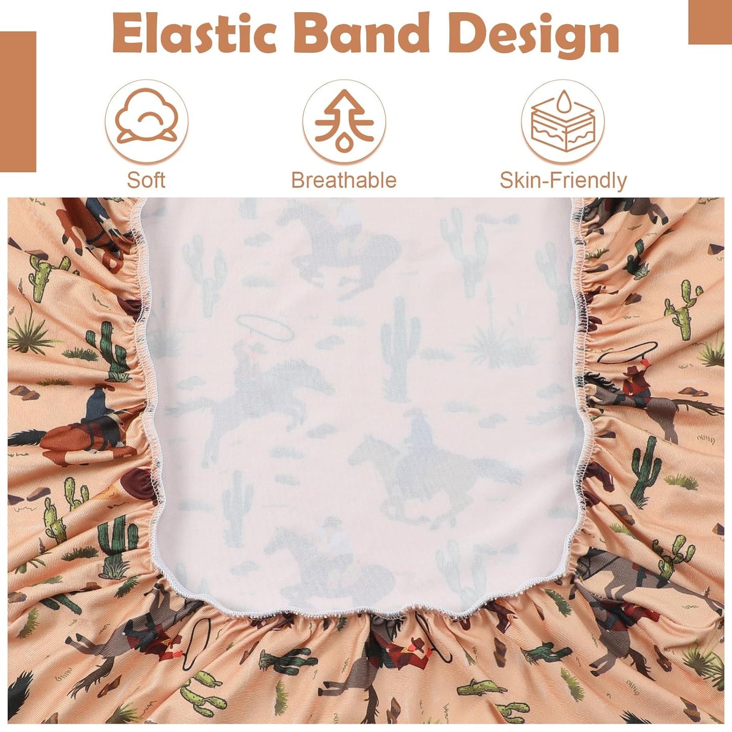 4 Pcs Western Stretchy Baby Changing Pad Covers for Boys and Girls Soft Diaper Changing Table Pad Cover Breathable Comfy Newborn Baby Cradle Sheets Bedding Nursery 32 x 16 x 5 Inch