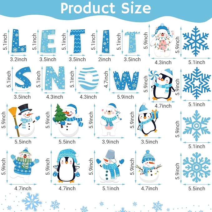 Outus 45 Pcs Winter Cutouts Snowflake Accents Paper Cutouts Name Tags Seasonal