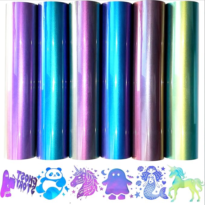 Chameleon Heat Transfer Vinyl HTV, 6 Sheets 10x12 Inch, Iron On Vinyl