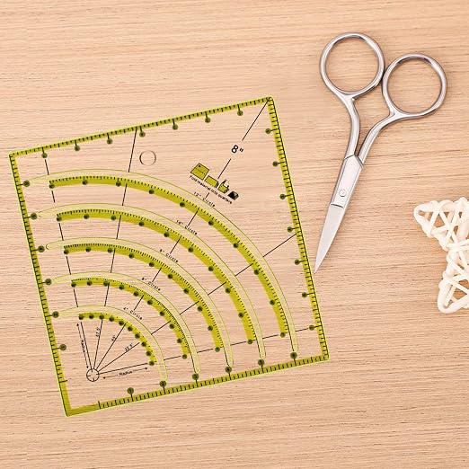 8 Inch Acrylic Quilting Ruler Multifunctional Arcs & Fans Square Quilt Circle