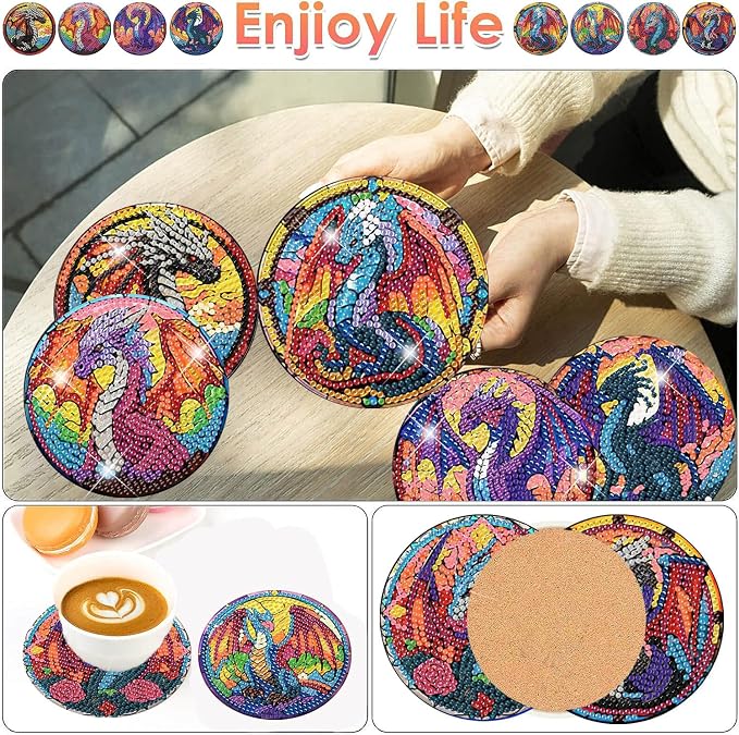 ijbnhd 8 PCS Diamond Art Coasters Kits