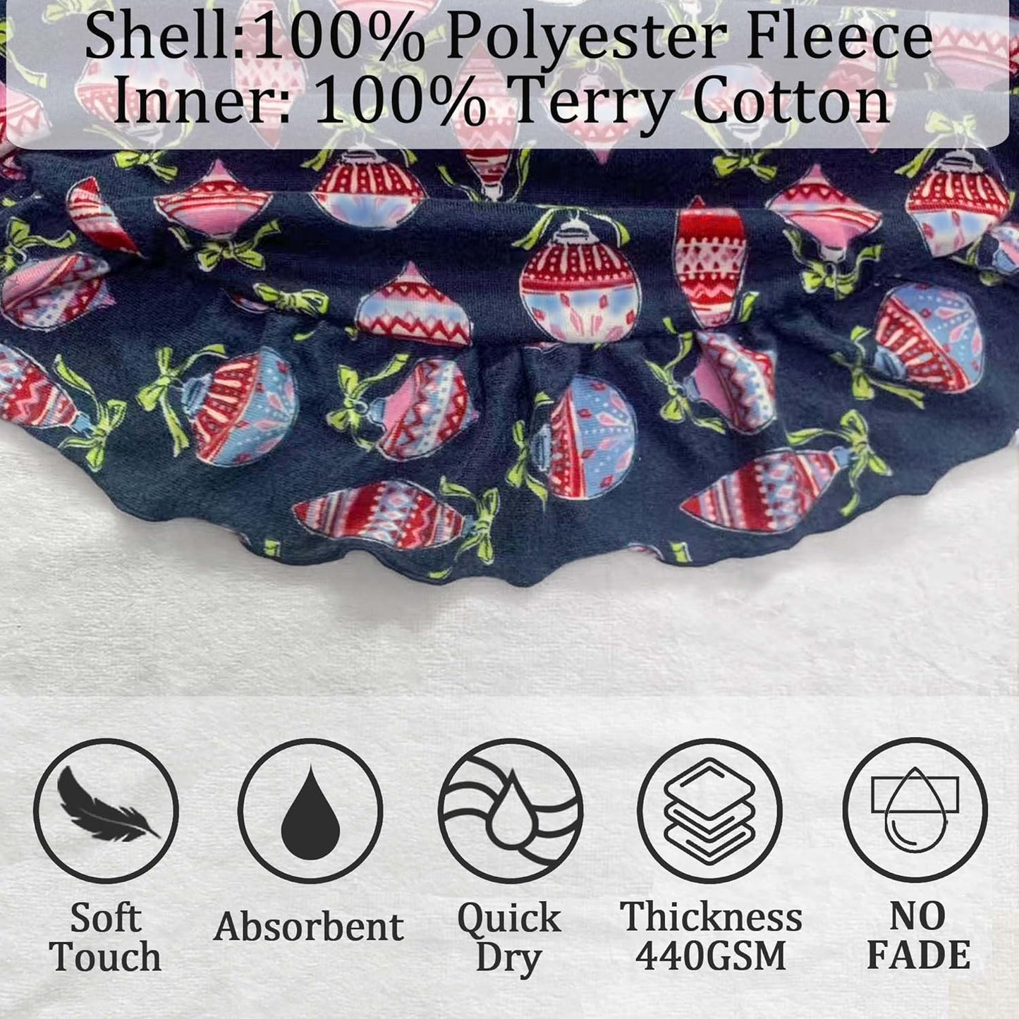 VOOVA & MOVAS Hooded Towel Poncho for Toddler with Ruffle Trim | Soft 100% Cotton | Absorbent Thick Towel for Bath, Swim, Beach & Winter | Cozy, Christmas Lamp