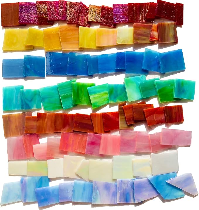 Iridescent Mosaic Glass Pieces Stained Glass Sheet Scraps