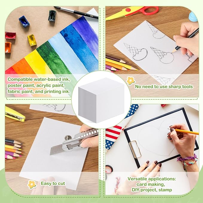 Pangda 200 Pcs White Foam Printing Plates, Foam Sheets Crafts Color Craft Board