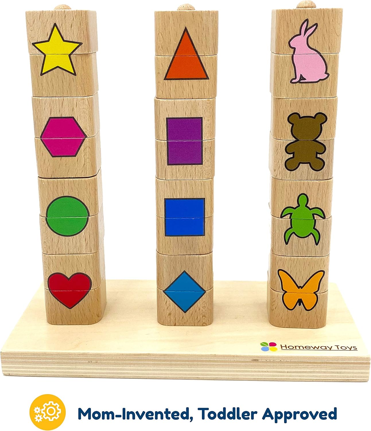 Puzzle Stacking Rings Educational Toy Shapes Colors Animals Sorter Preschool Sensory Toy Montessori STEM Developmental Sorting Stacking for Toddlers Babies Kids Boy Girl for 2 3 4+ Years Old