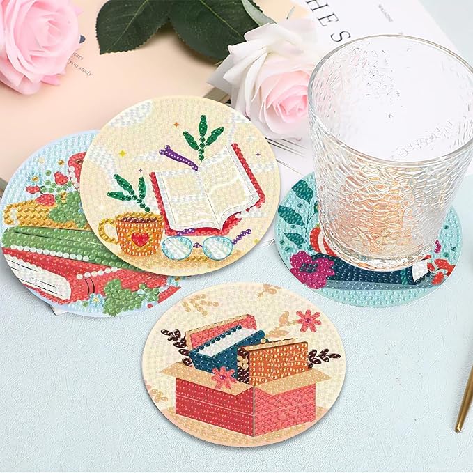 8 Pcs Book Diamond Art Coasters Kit