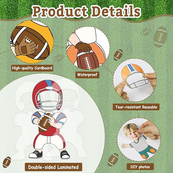 OBUSATT 60 Pcs Football Theme Cutouts Rugby Bulletin Board Decorations Sports
