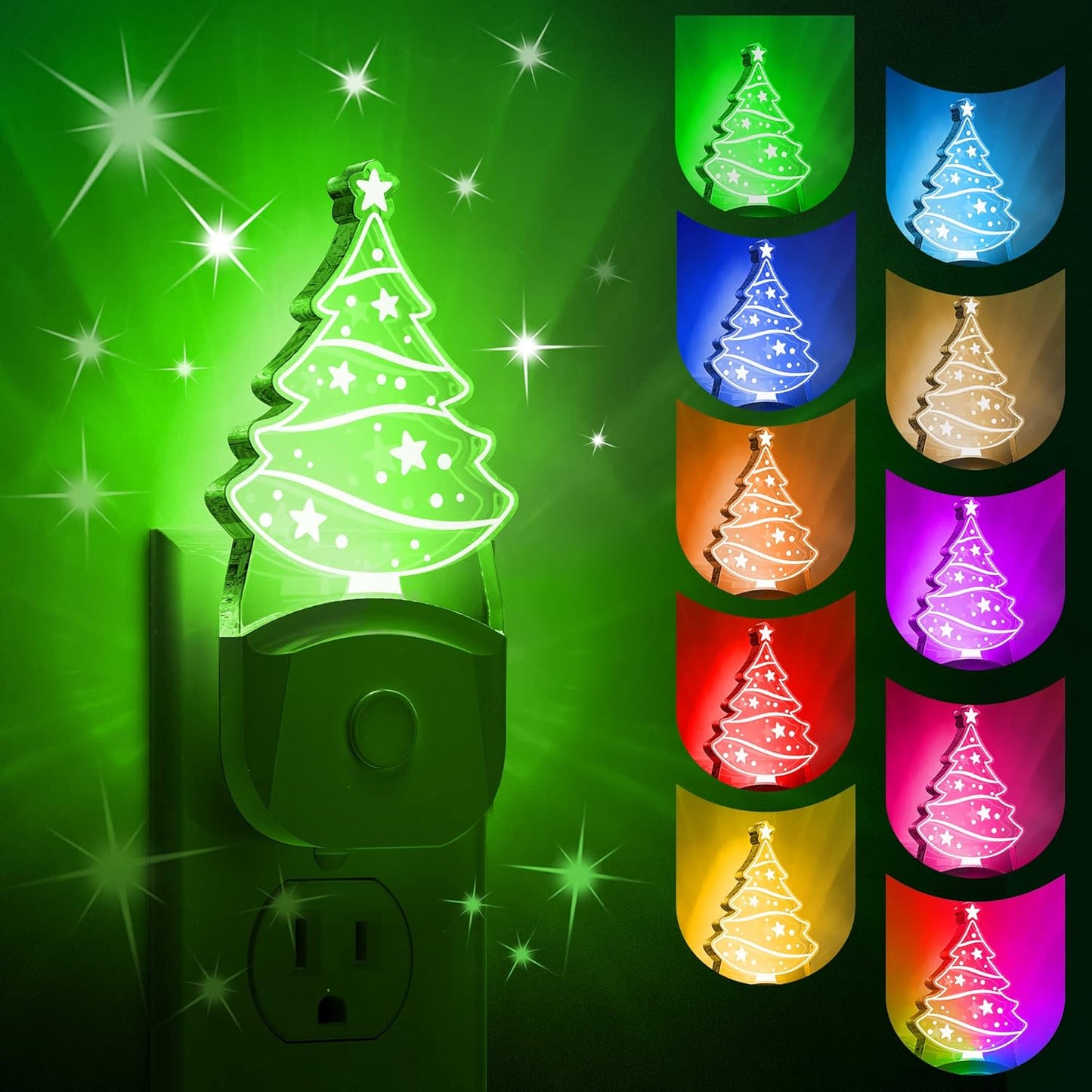 L LOHAS LED Christmas Night Light for Kids[2 Pack], Night Lights Plug into Wall, Dusk to Dawn, RGB & Color Changing & Soft White 3000K, Christmas Décor LED Night Light Gift for Kids, Bedroom, Hallway