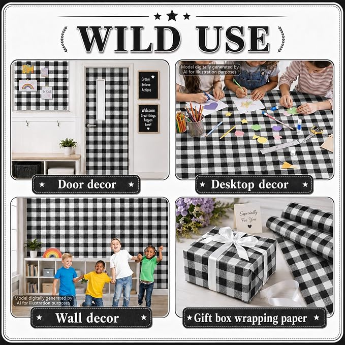 Black White Buffalo Bulletin Board Roll Non-Woven Fabric Poster 16in X 20ft |