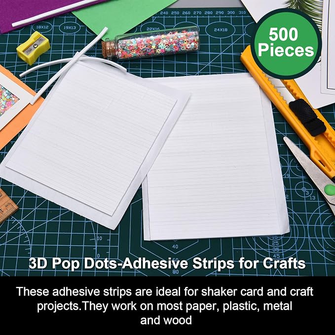 500 Pieces Double Sided Foam Strips, 3.9 in, Dual-Adhesive 3D Foam Tapes | Foam