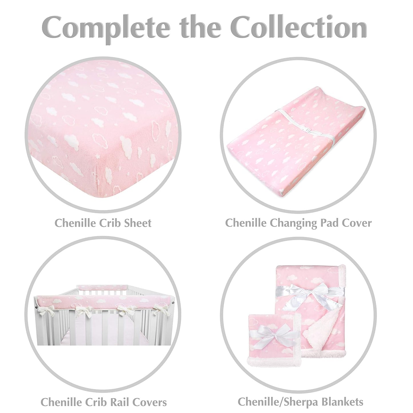 American Baby Company Heavenly Soft Chenille Fitted Contoured Changing Pad Cover, 3D Pink Cloud, for Girls