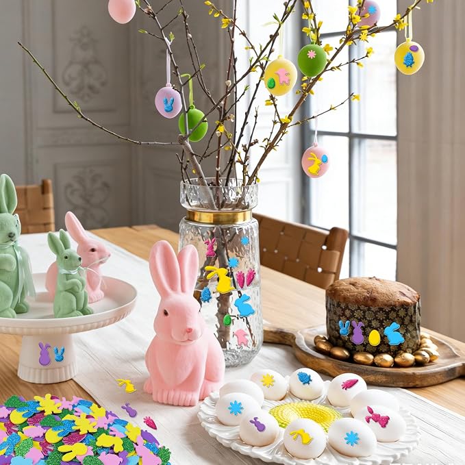 Foam Stickers, 7 Sheets 3D Glitter Foam Easter Stickers