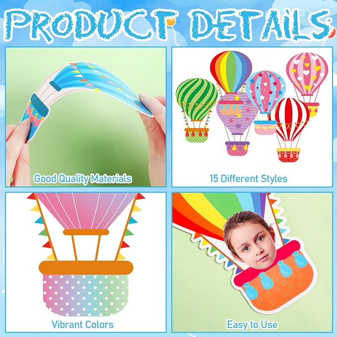 AUGSUN 60 Pcs Hot Air Balloon Bulletin Board Decorations Back to School